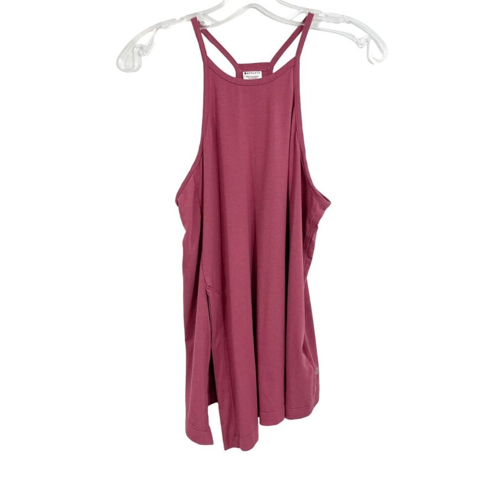 Athleta Pink Asymmetrical Hem Slit Tank Top Racerback Athleisure Size Small